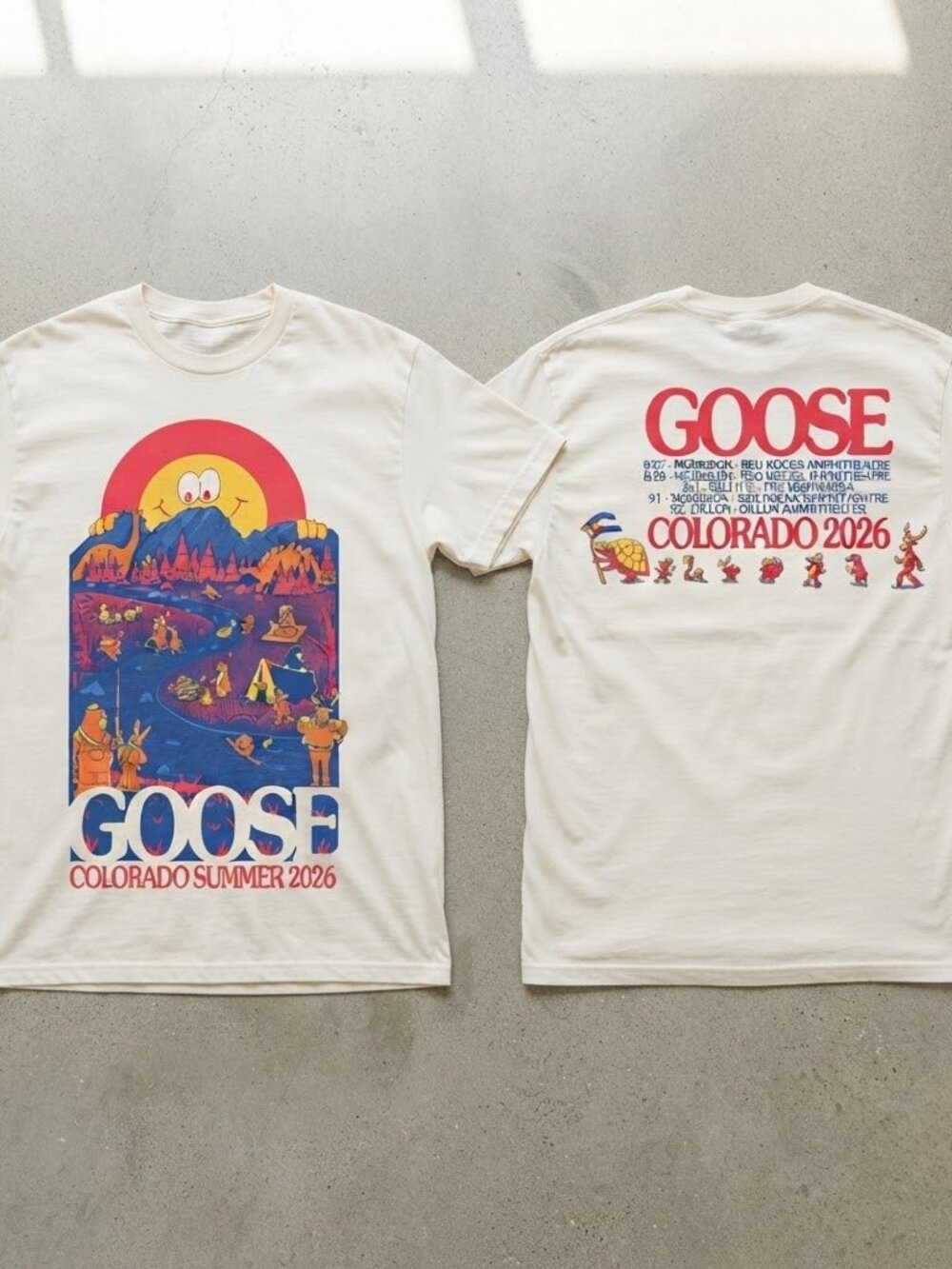Goose Band Shirt Colorado Summer 2026 Red Rocks Tour Dates Concert Reprint